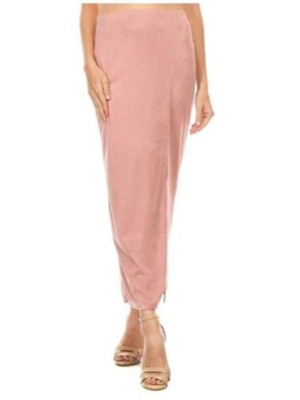 NEW InStyle Women MED Midi Fitted Mauve Pencil Skirt Slit Retro Coquette Office